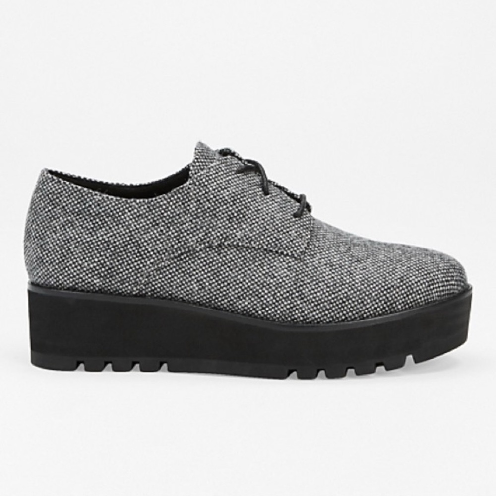 Eileen Fisher Eddy Platform Shoes Black/Gray Tweed Lace-Up Women’s Size 10